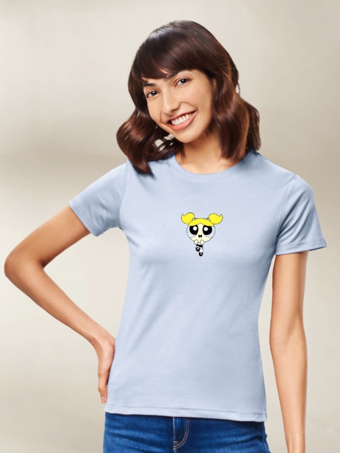 

The Souled Store Women Lavender Printed Applique T-shirt