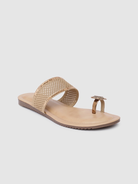 

Inc 5 Women Gold-Toned Embellished One Toe Flats