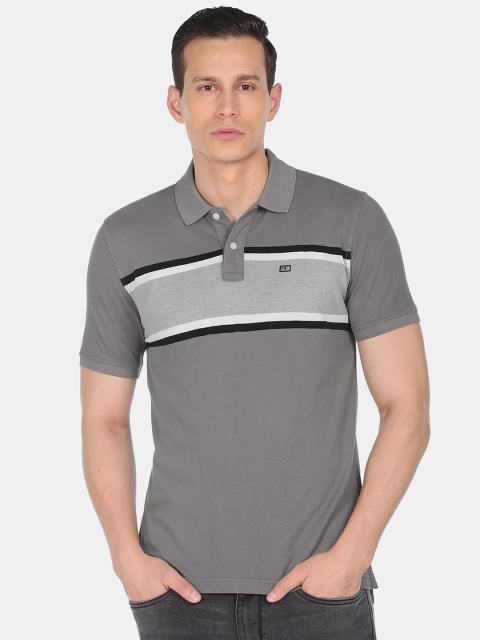 

Arrow Sport Men Grey Colourblocked Polo Collar T-shirt