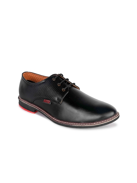 

ALBERTO MORENO Men Black Textured Synthetic Leather Formal Derbys