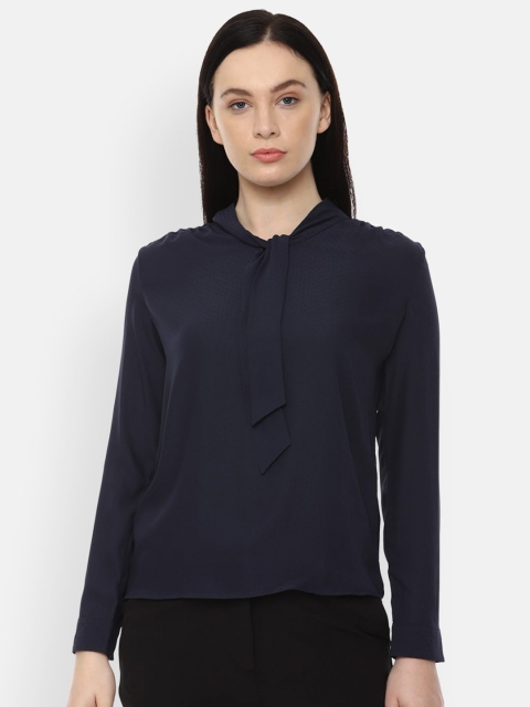 

Van Heusen Woman Navy Blue Mandarin Collar Top