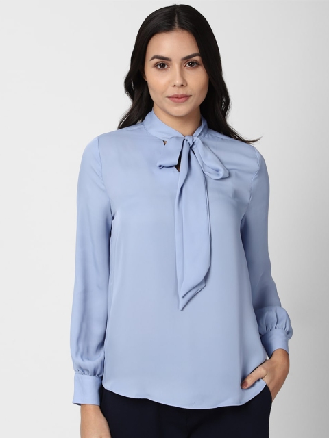 

Van Heusen Woman Blue Tie-Up Neck Top