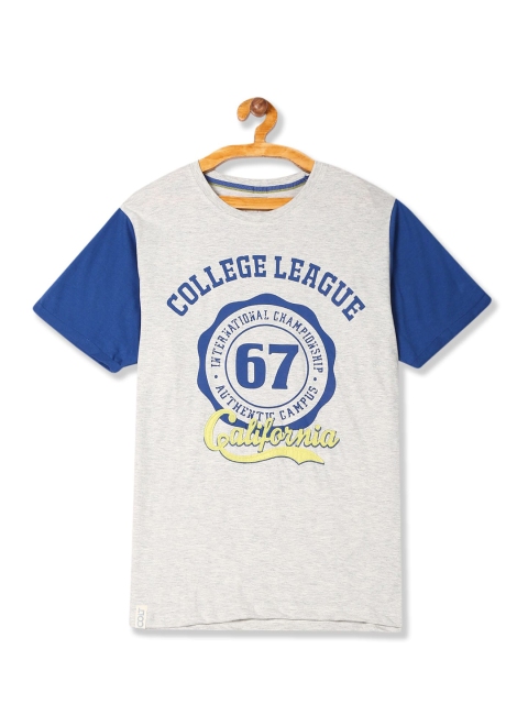 Colt Men Grey Varsity Printed V-Neck T-shirt