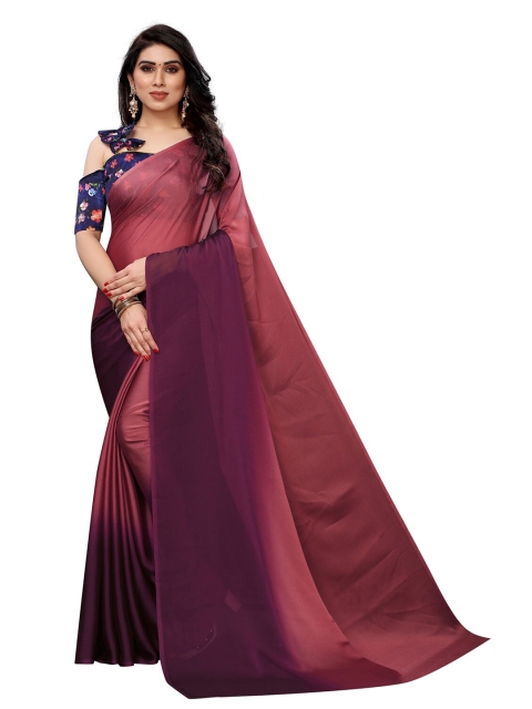 

PERFECTBLUE Brown & Burgundy Ombre Saree