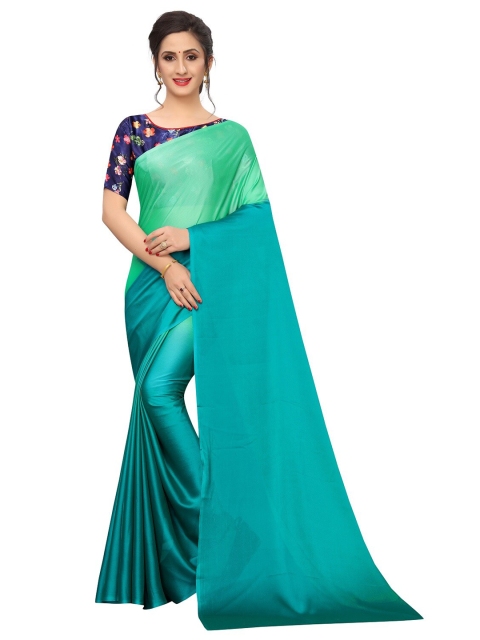 

PERFECTBLUE Teal & Sea Green Tie and Dye Saree