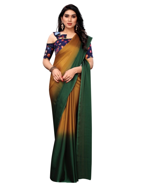 

PERFECTBLUE Gold-Toned & Green Saree