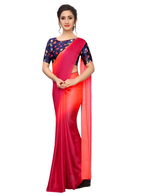 

PERFECTBLUE Pink & Orange Ombre Saree