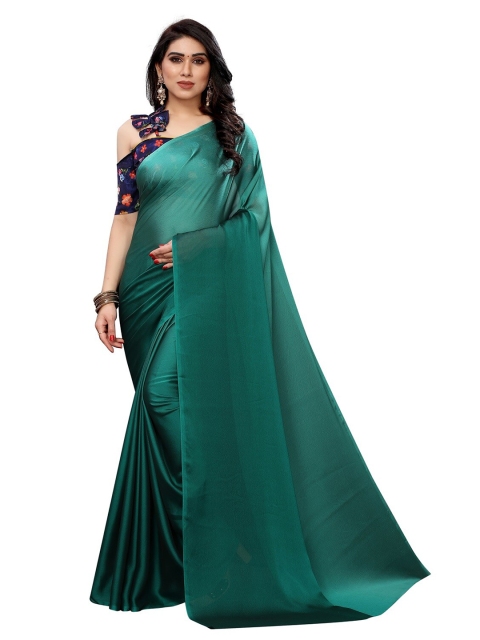 

PERFECTBLUE Green Chiffon Saree