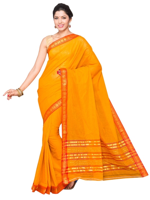 

KALINI Yellow Zari Pure Cotton Mangalagiri Saree