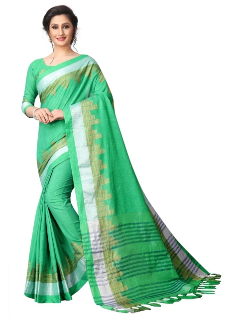

PERFECTBLUE Green Solid Saree