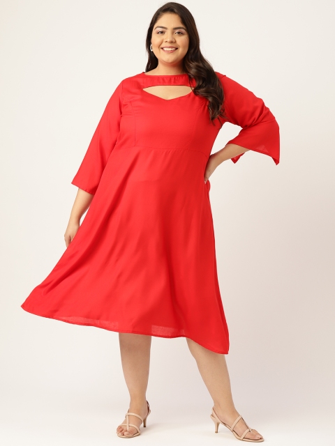 

Revolution Plus Size Red A-Line Midi Dress