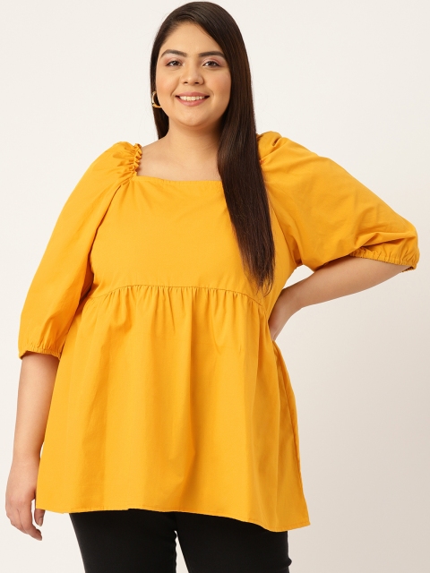 

Revolution Mustard Yellow Solid A-Line Top