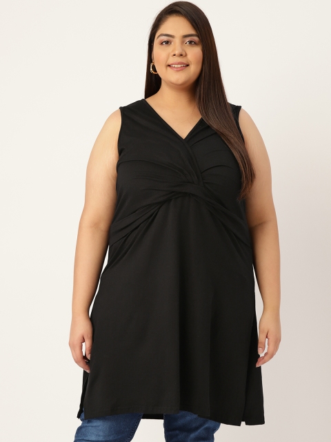

Revolution Plus Size Black Longline Gathered Top