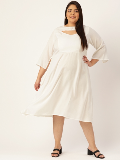 

Revolution Plus Size White A-Line Midi Dress