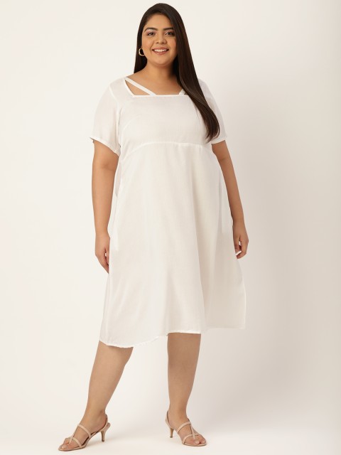 

Revolution Plus Size White A-Line Midi Dress