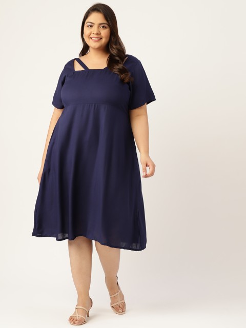 

Revolution Plus Size Navy Blue A-Line Midi Dress