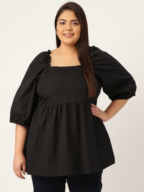 

Revolution Black Solid A-Line Top