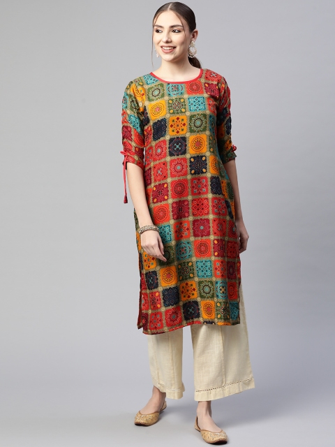 

Fashion FRICKS Women Red Ethnic Motifs Printed Kurta