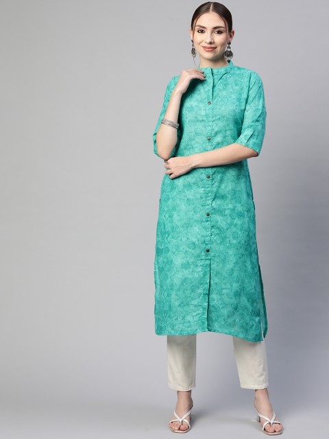 

Fashion FRICKS Women Green Ethnic Motifs Printed Kurta