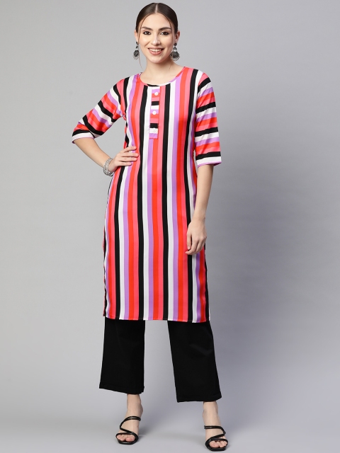 

Fashion FRICKS Women Pink Striped Kurta