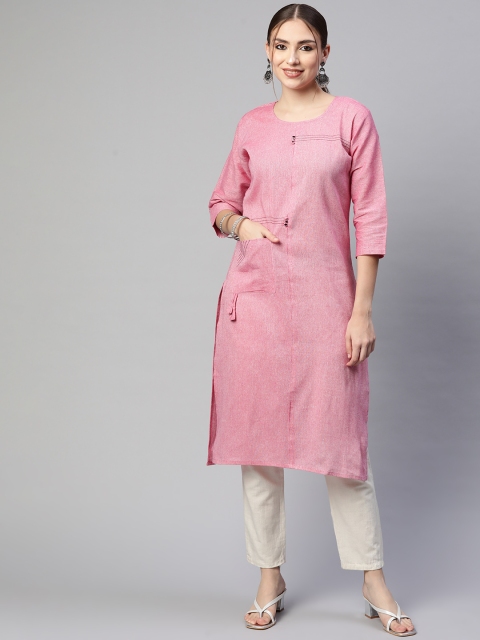

Fashion FRICKS Women Pink Embroidered Detail Kurta