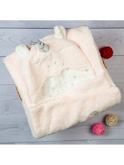 

Baby Moo Pink & White Heavy Winter 210 GSM Hooded Blanket