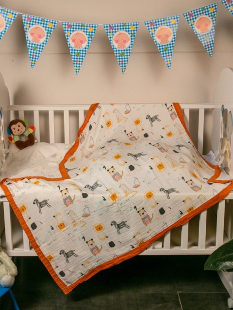 

Baby Moo Brown & Red Cartoon Characters Microfiber Heavy Winter 210 GSM Single Bed Blanket