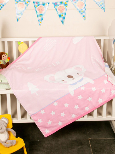 

Baby Moo Pink & White Cartoon Characters Heavy Winter 210 GSM Single Bed Blanket