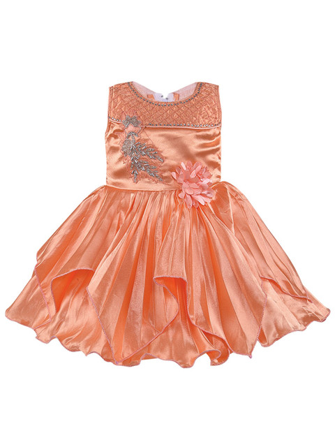 

Wish Karo Girls Peach-Coloured Embellished Satin Dress