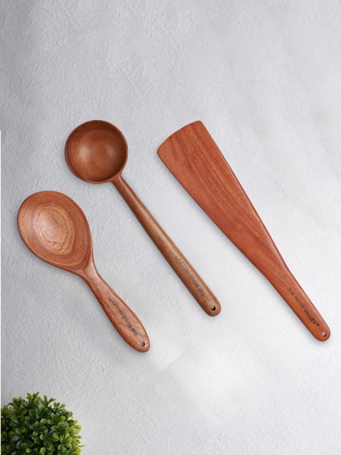

The Indus Valley Set of 3 Handmade Neem Wood Ladles, Brown