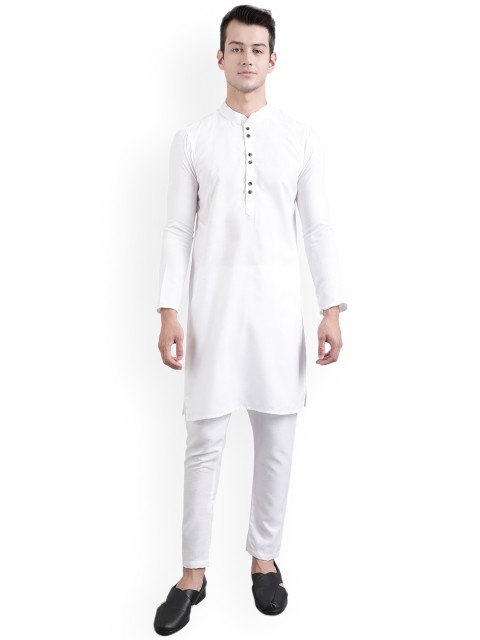 

ORUS Men White Solid Cotton Kurta set