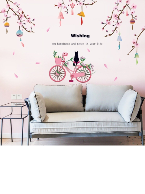 

Home Centre Pink Corsica Nova Floral And Cycle Wall Decal