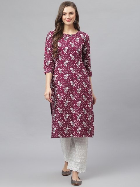 

Stylum Women Purple Ethnic Motifs Printed Thread Work Floral Kurta