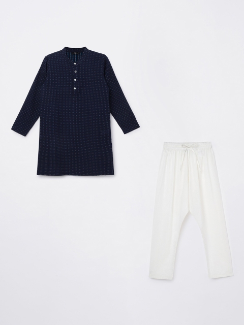 

Melange by Lifestyle Boys Navy Blue Pure Cotton Kurta with Pyjamas