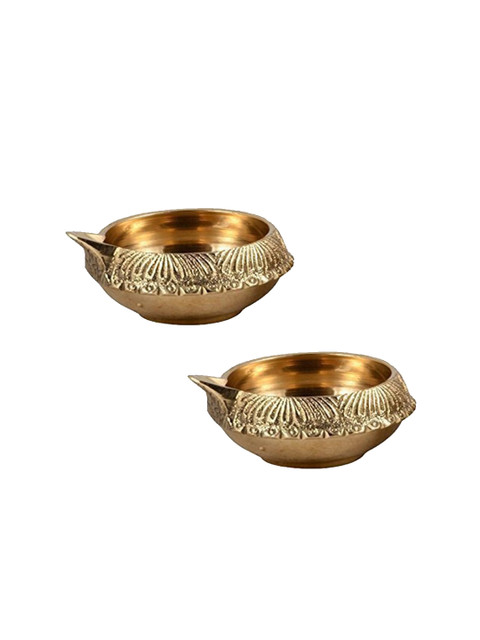 

WENS Set Of 2 Gold-Toned Brass Engraved Design Diyas
