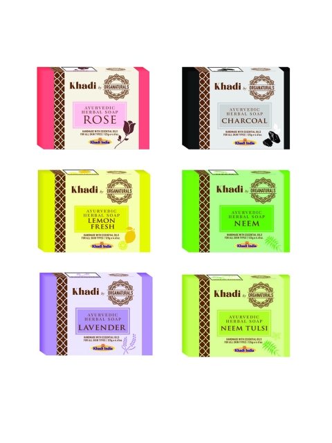 

ORGANATURALS Set Of 6Khadi Ayurvedic Assorted Soap, Multi