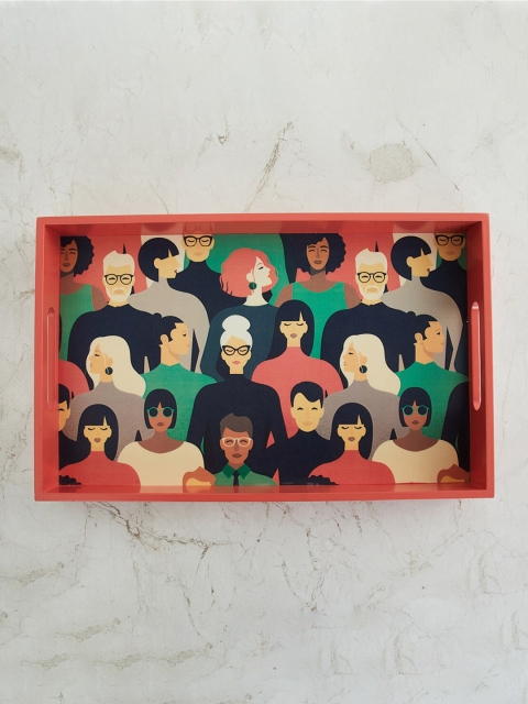 

Home Centre Multicolour Women Empowerment Wooden Digital Printed Rectangular Tray, Multi