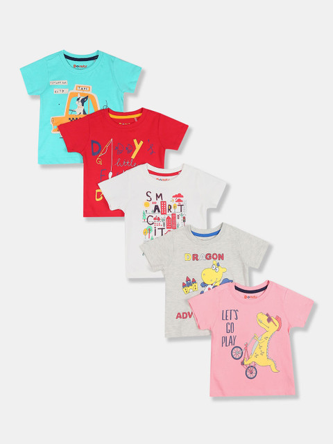 

Donuts Boys Assorted Graphic Typography Print Pack Of 5 T-shirt, Turquoise blue