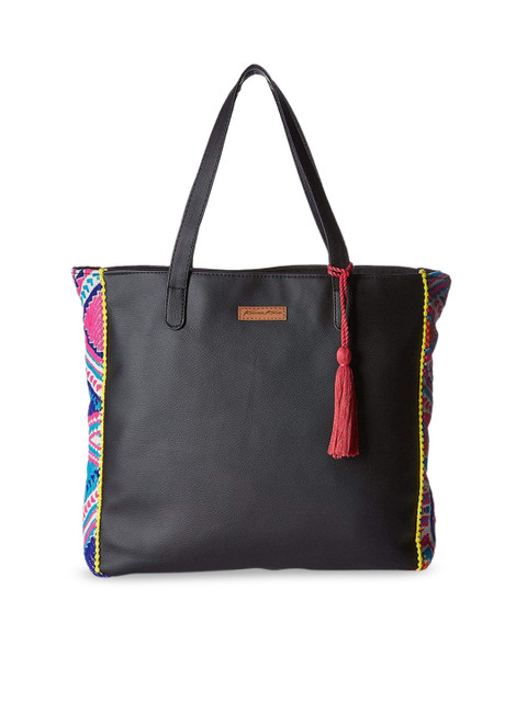 

Kanvas Katha Multicoloured Colourblocked PU Oversized Structured Handheld Bag with Tasselled, Multi