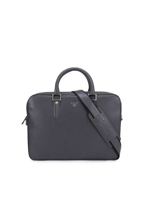 

Da Milano Unisex Grey Leather Laptop Bag