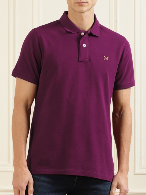 

Crew Clothing Men Purple Polo Collar T-shirt