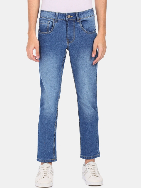 

Newport Men Blue Low Distress Heavy Fade Medium Shade Mid Rise Crop Jeans