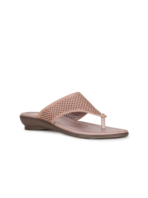 

Bata Women Pink T-Strap Flats with Laser Cuts