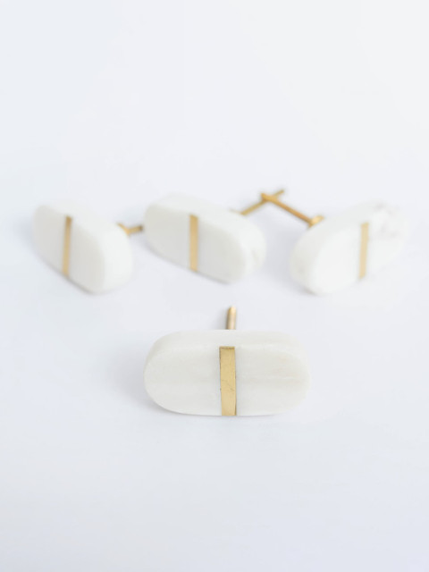 

Home Centre Set of 6 White Marble Oval Drawer Knob