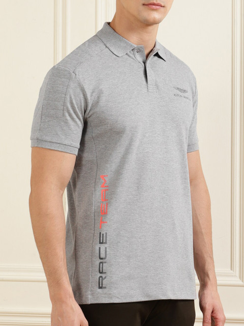 

HACKETT LONDON Men Grey Polo Collar Applique T-shirt
