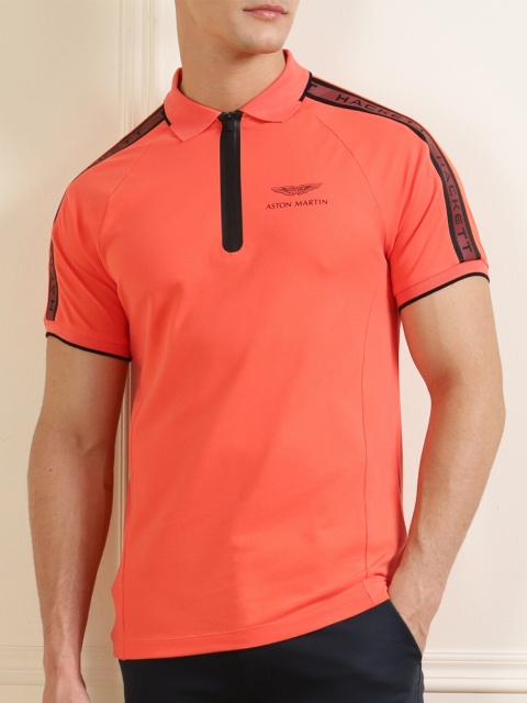 

HACKETT LONDON Men Pink Polo Collar Applique T-shirt