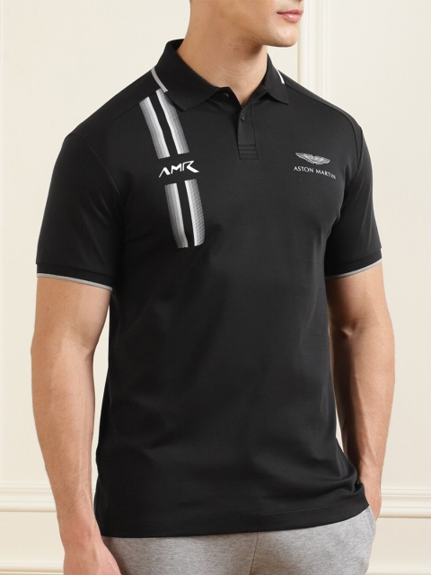 

HACKETT LONDON Men Black Polo Collar T-shirt