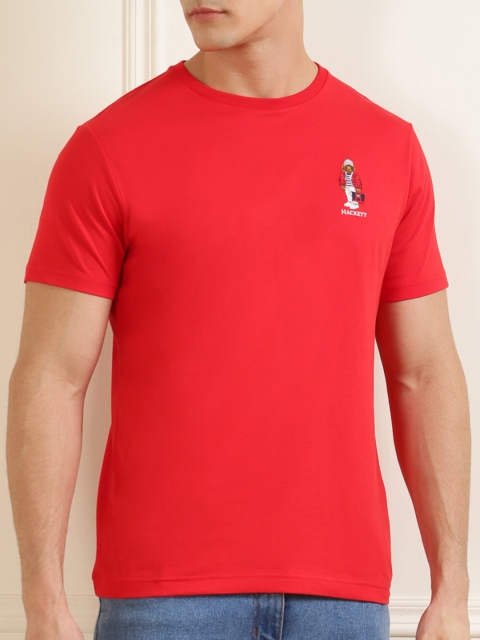 

HACKETT LONDON Men Red Applique T-shirt