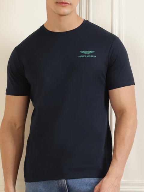 

HACKETT LONDON Men Navy Blue V-Neck T-shirt