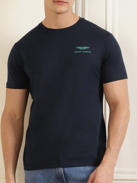 

HACKETT LONDON Men Navy Blue V-Neck T-shirt